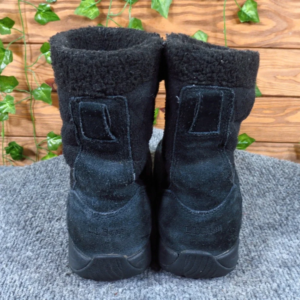 L.L. Bean Primaloft Women Winter Boots Sz 6.5 Wide Snow Cold Weather Black Suede